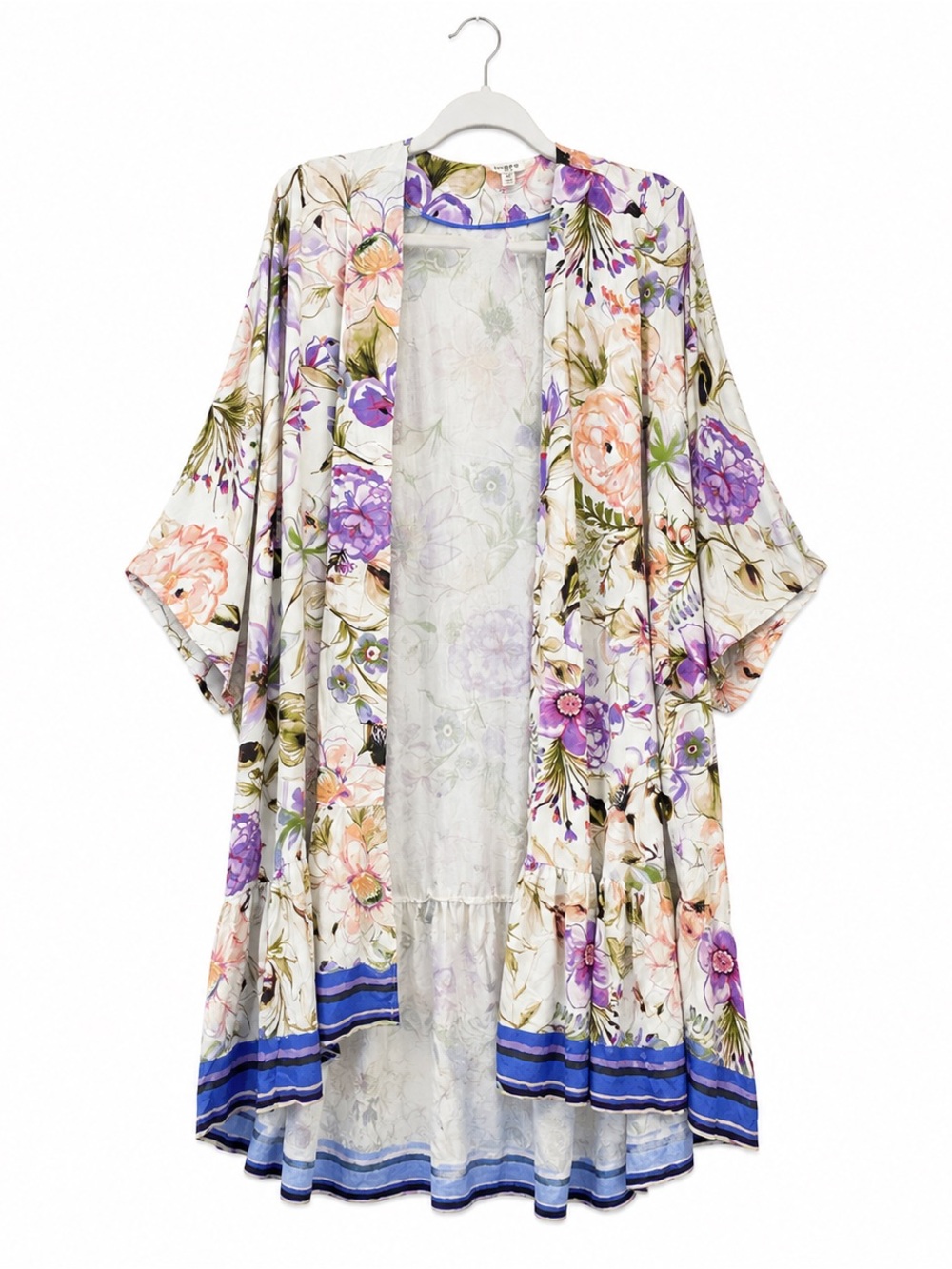 Umgee Floral Open Front Kimono Duster High Low S/M NWT